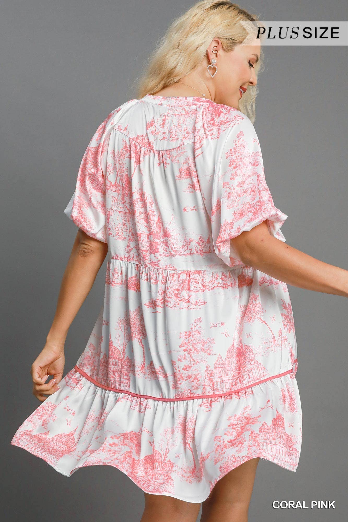 Plus Two Tone Landscape Print Dress