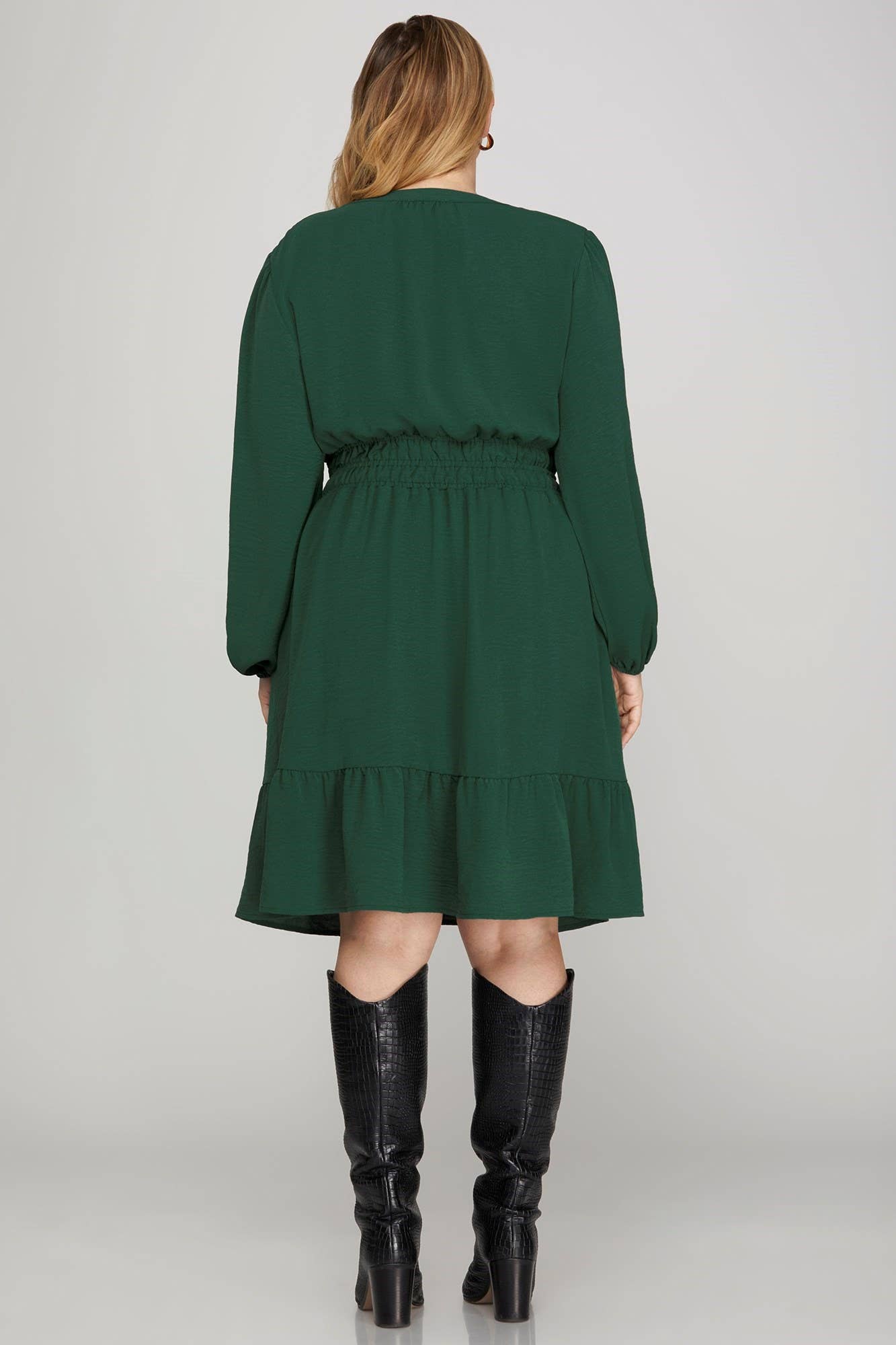 Plus Elastic Waist Woven Dress