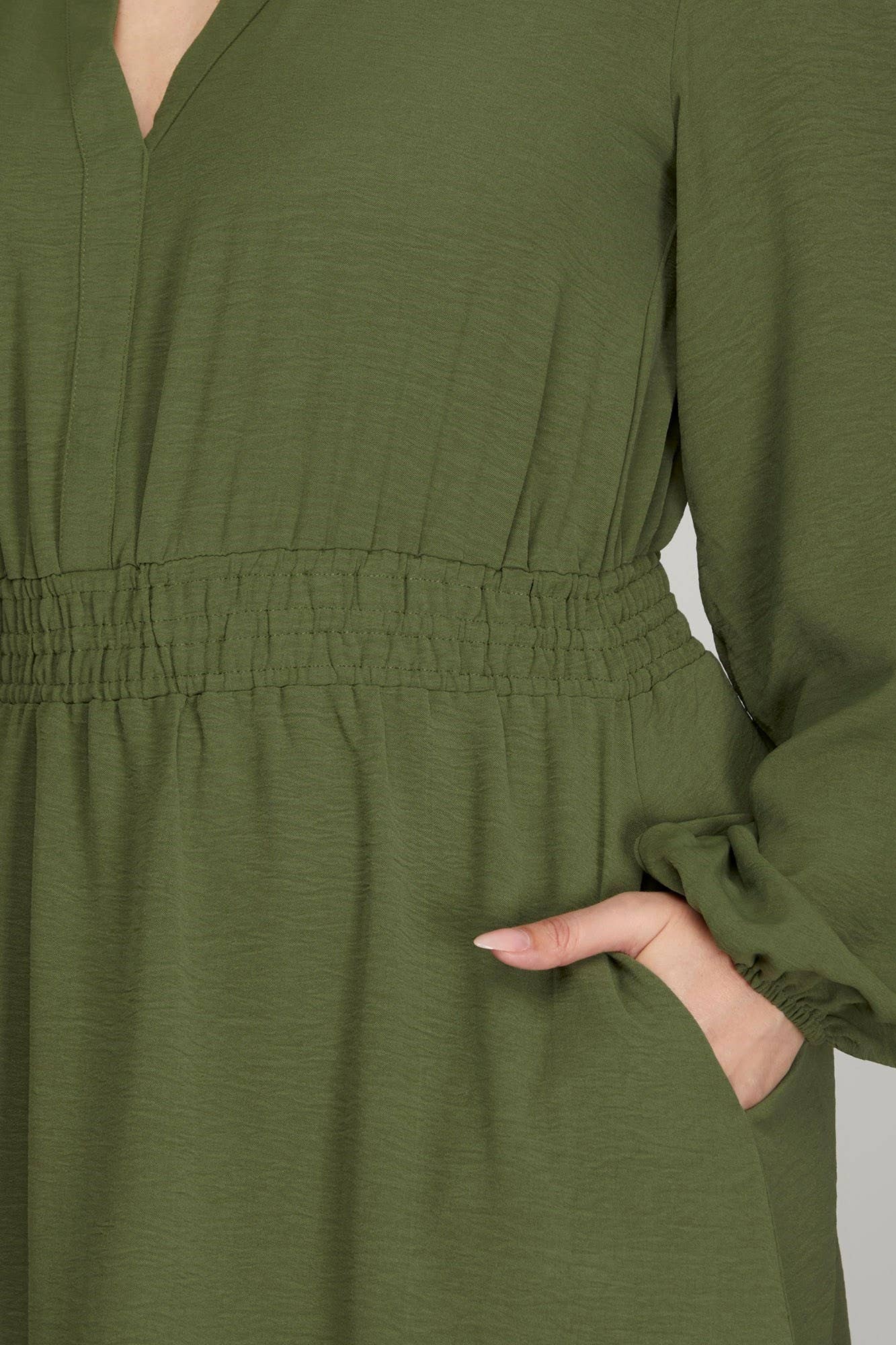 Plus Elastic Waist Woven Dress