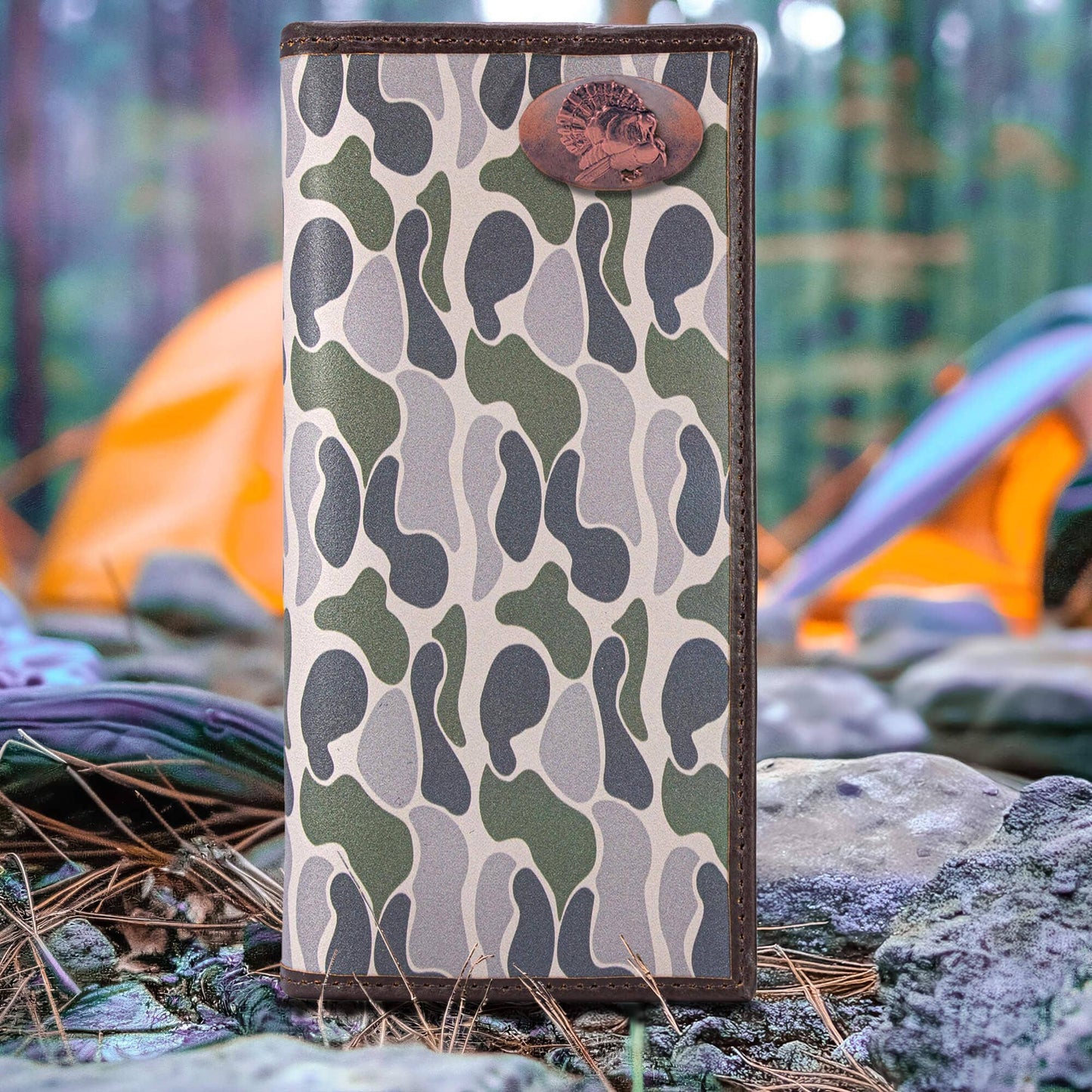 Turkey Men's Secretary Old School Camo Leather Wallet.