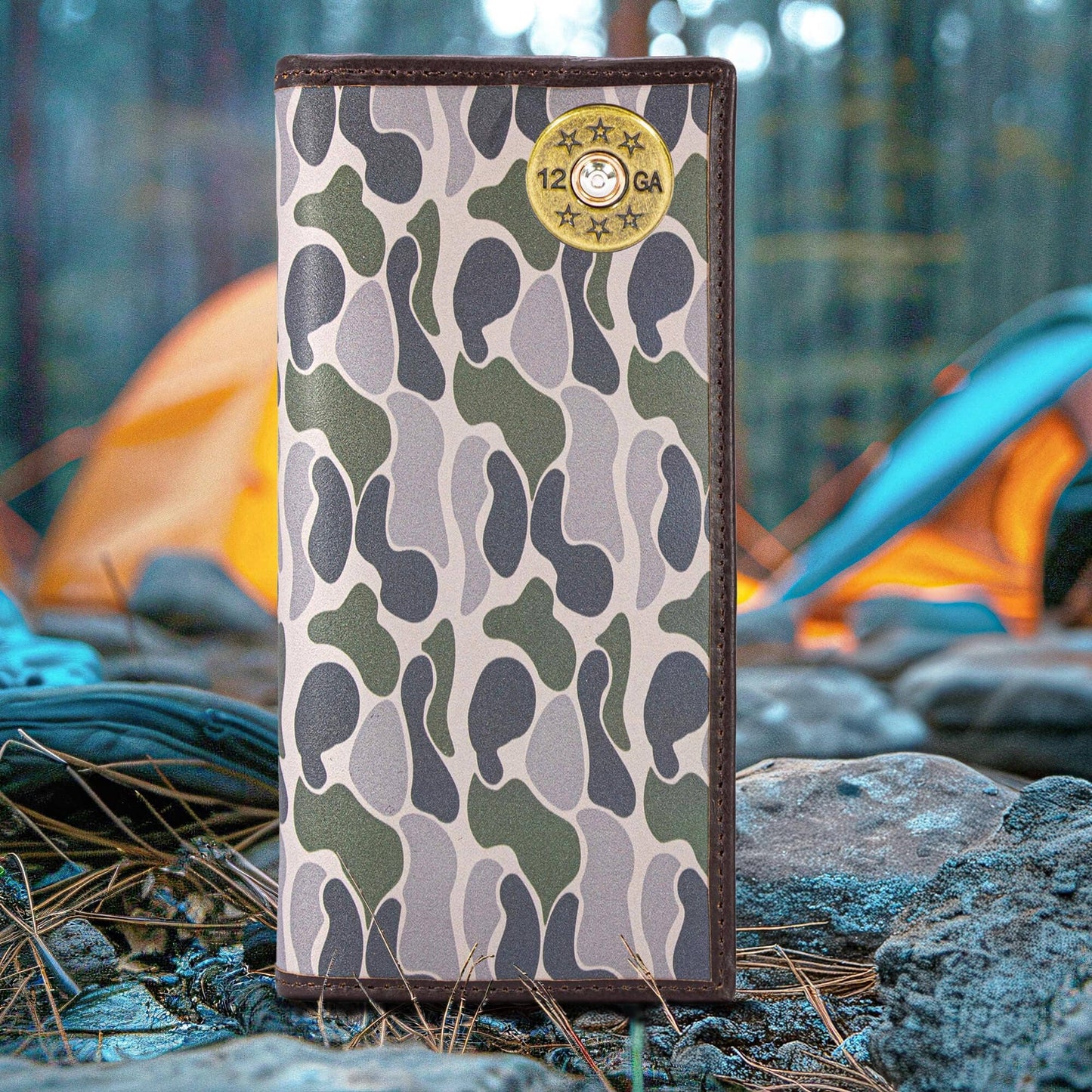 Shotshell Men's Secretary Old School Camo Leather Wallet.