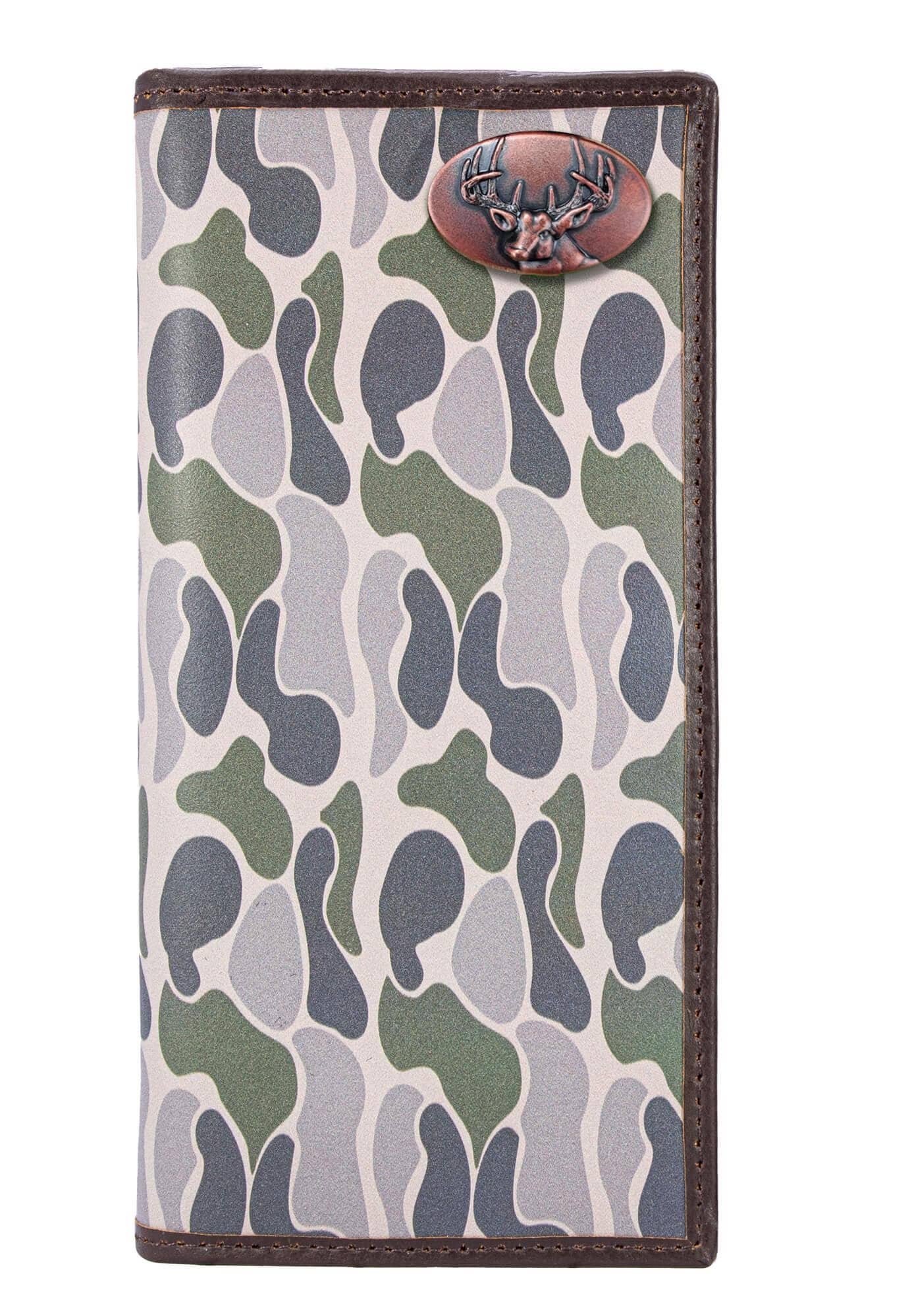 Buck Men's Secretary Old School Camo Leather Wallet.